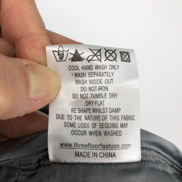 Three Floor Shine On Sequin Dress in Silver Mint Zippers + Mesh Cutouts size 6 - Picture 12 of 16